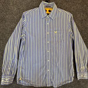 American Eagle Outfitters Blue and Yellow Stripe Button-Down Shirt